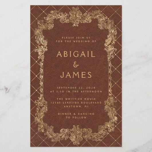 Budget Rust Gold QR Code Huwelijksuitnodiging (Voorkant)