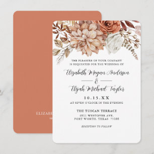 Budget Rust Terracotta Herfst Floral Wedding Kaart