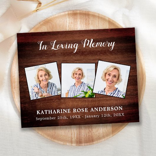 Budget Rustic 3 Foto Funeral Bedankt voor je sympa