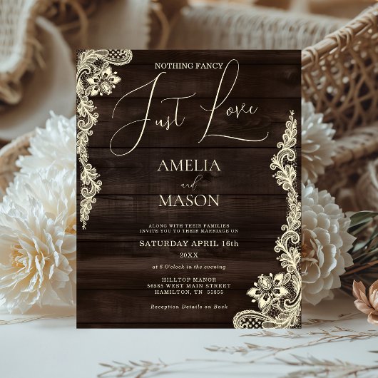 Budget Rustic All in One Wood Wedding Invitation