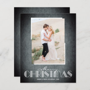 Budget Rustic Black Merry-kerstfotokaarten