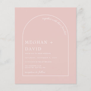 Budget Rustic Blush Modern Arch Wedding Uitnodigin