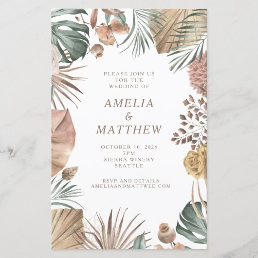 Budget Rustic Boho Greenery Wedding Invite (Voorkant)