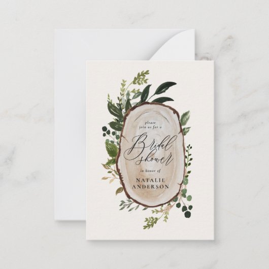 budget Rustic bois tranche nuptiale invitation dou (Devant)