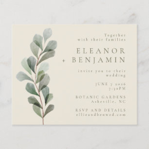 Budget Rustic Botanical Greenery Wedding Invite