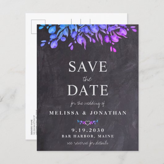 Budget Rustic Botanische QR-code Save The Date Uit (Voorkant / Achterkant)