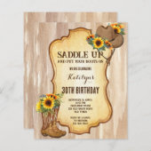 Budget Rustic cowboy boots pet sunflower invitati (Voorkant / Achterkant)