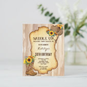 Budget Rustic cowboy boots pet sunflower invitati (Staand voorkant)