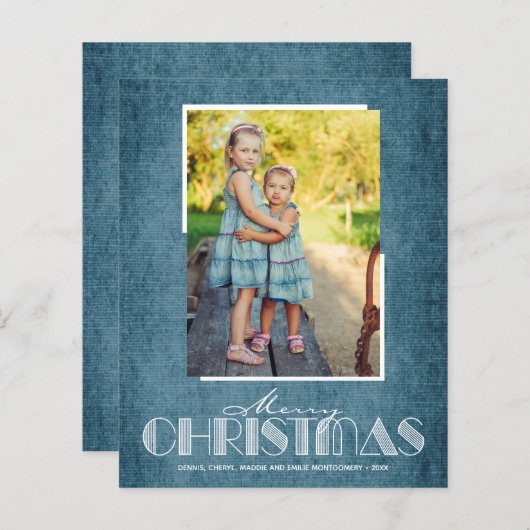 Budget Rustic Denim Merry-kerstfotokaarten (Voorkant / Achterkant)