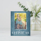 Budget Rustic Denim Merry-kerstfotokaarten (Staand voorkant)