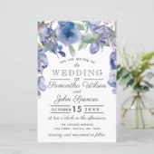 Budget Rustic Dusty Blue Floral Wedding Invitation (Staand voorkant)