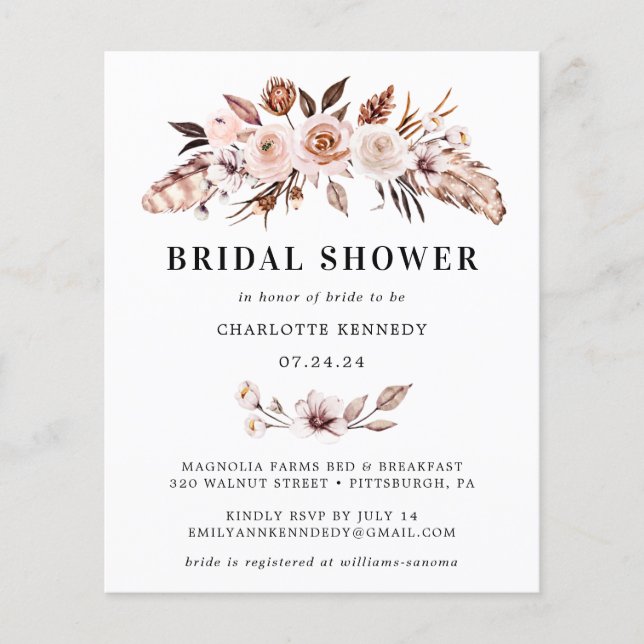 Budget Rustic Earth-tone Boho Vrijgezellenfeest (Voorkant)