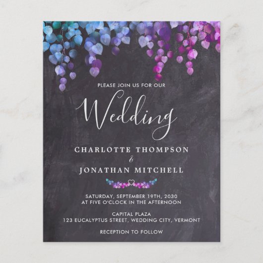 Budget Rustic Eucalyptus Botanical Foliag Wedding (Voorkant)