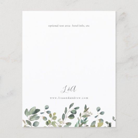 Budget Rustic Eucalyptus Duo Greenery Wedding Flyer (Achterkant)