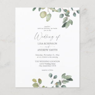 Budget Rustic Eucalyptus Duo Greenery Wedding Flyer