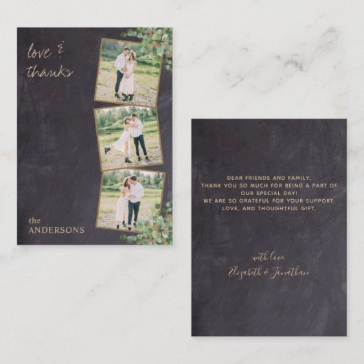 Budget Rustic Eucalyptus Foto bruiloft Hartelijk d Notitiekaartje (Voorkant / Achterkant)