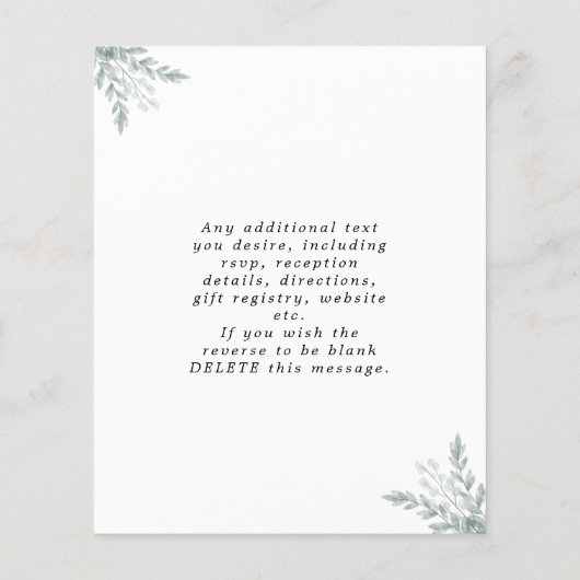 Budget Rustic Eucalyptus Weddenschap Flyer (Achterkant)