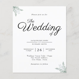 Budget Rustic Eucalyptus Weddenschap Flyer