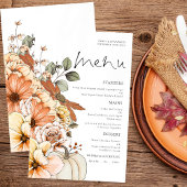 Budget Rustic Fall Florals Citrouille Menu Mariage