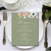 Budget Rustic Floral Sage Vert Mariage Menu