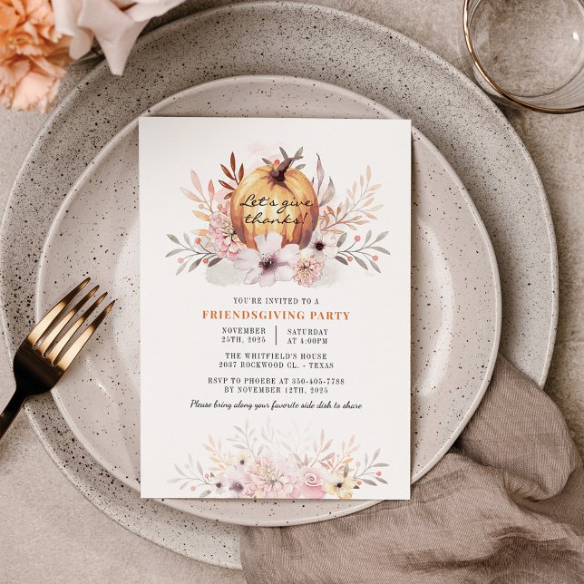 Budget Rustic Friendsgiving Floral Herfst Pumpkin (Creator heeft geüpload)