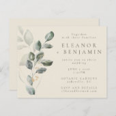 Budget Rustic Gold Greenery Wedding Invite (Voorkant / Achterkant)