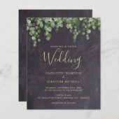 Budget Rustic Green Feuilles Faire-part de mariage (Devant / Derrière)