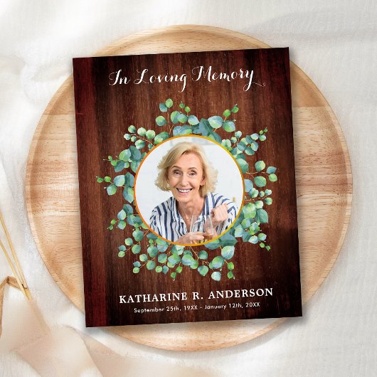 Budget Rustic Green Funérailles Merci Cartes