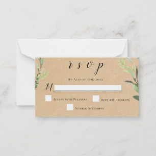 Budget Rustic Greenery Wedding Cartes de réponse R