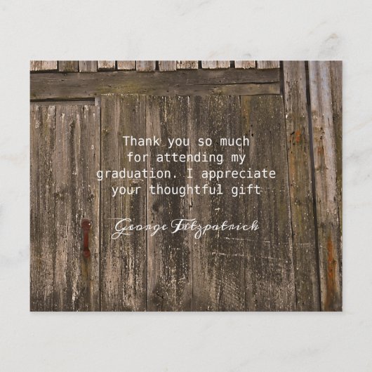 Budget Rustic High School Graduation Thank You (Achterkant)