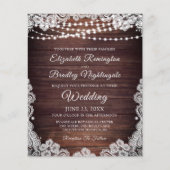 Budget Rustic Lights White Lace Wedding Invitation (Voorkant)