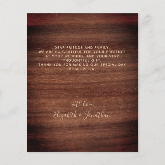 Budget Rustic Mariage 3 Photos Merci Cartes (Dos)