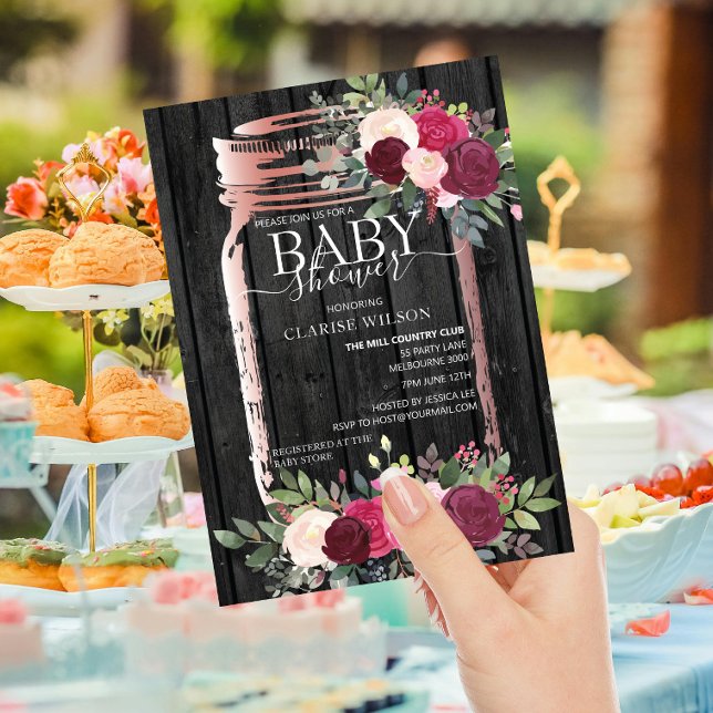 BUDGET Rustic Mason Jar Baby shower Uitnodiging (Creator heeft geüpload)