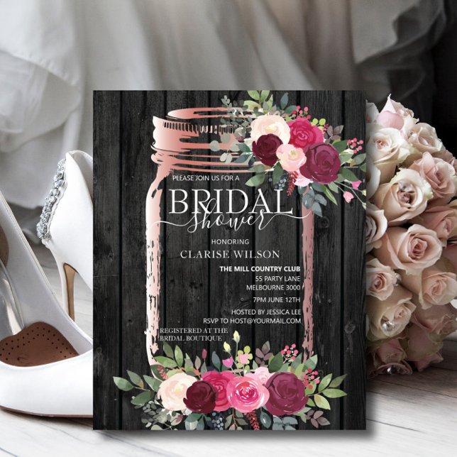 BUDGET Rustic Mason Jar Bridal Shower Uitnodiging (Creator heeft geüpload)