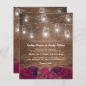 Budget Rustic Mason Jar Floral Wedding Uitnodiging (Voorkant / Achterkant)