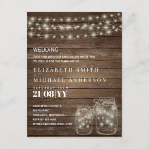 Budget Rustic Mason Jars allume les invitations - 