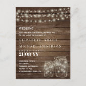 Budget Rustic Mason Jars allume les invitations -  (Devant)