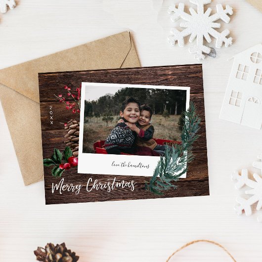 Budget Rustic Merry kersthout & Instant Photo Flyer