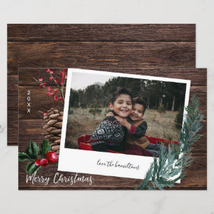 Budget Rustic Merry kersthout Instant Photo L
