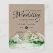 BUDGET Rustic Mountain Lake Forest Wedding Invite Flyer (Voorkant)