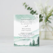Budget Rustic Mountains Forest Wedding Invitation (Staand voorkant)