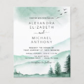 Budget Rustic Mountains Forest Wedding Invitation (Voorkant)