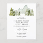 Budget Rustic Mountains Pine Wedding Invitation (Voorkant)