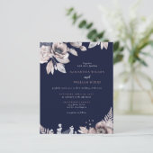 Budget Rustic Navy Floral Wedding Invitation (Staand voorkant)