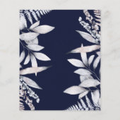 Budget Rustic Navy Floral Wedding Invitation (Achterkant)