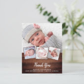 Budget Rustic Nouveau bébé 4 Carte de remerciement (Debout devant)