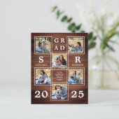 Budget Rustic Photo Collage Afstuderen Uitnodiging (Staand voorkant)