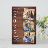 Budget Rustic Photo Collage Graduation Invitations (Staand voorkant)