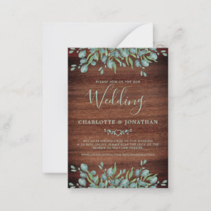 Budget Rustic QR Code Faire-part de mariage botani