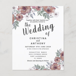 Budget Rustic Red Oranje Wedding Uitnodiging